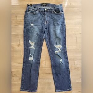KanCan Midrise Stretch Skinny Distressed Denim Women 28 Dark BK1231 Cut 2923